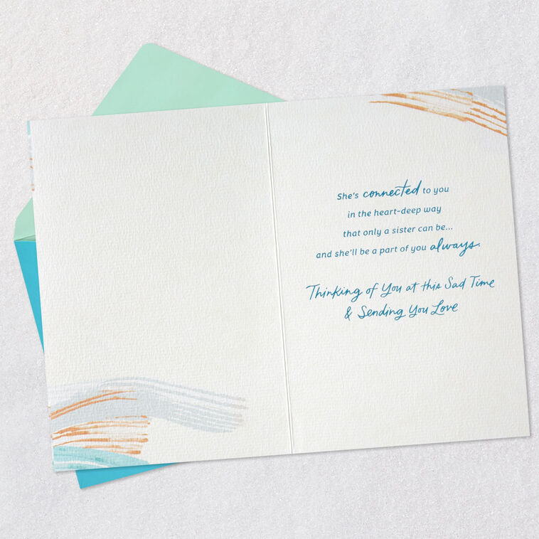 Abstract Waves Sister Sympathy Card Open card with envelope image number 3