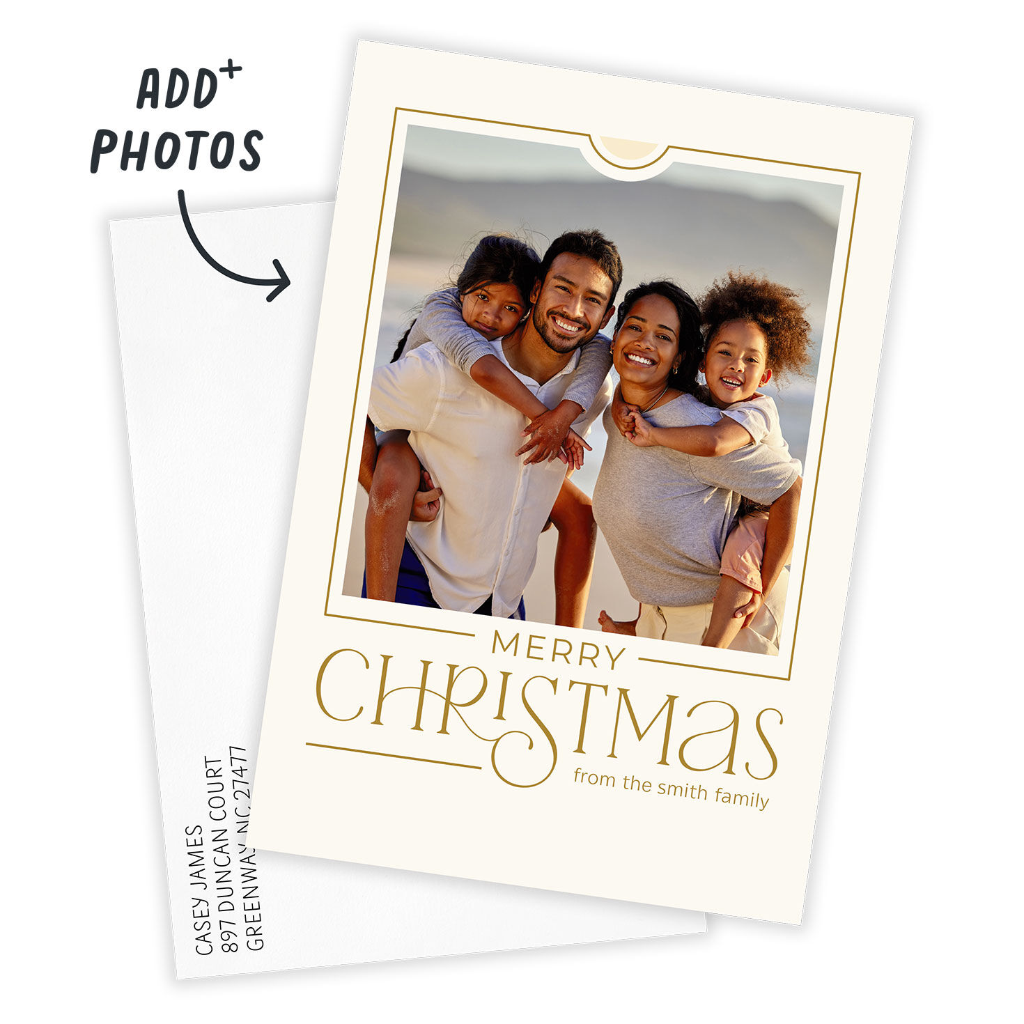 Golden Merry Flat Christmas Photo Card, , large image number 2