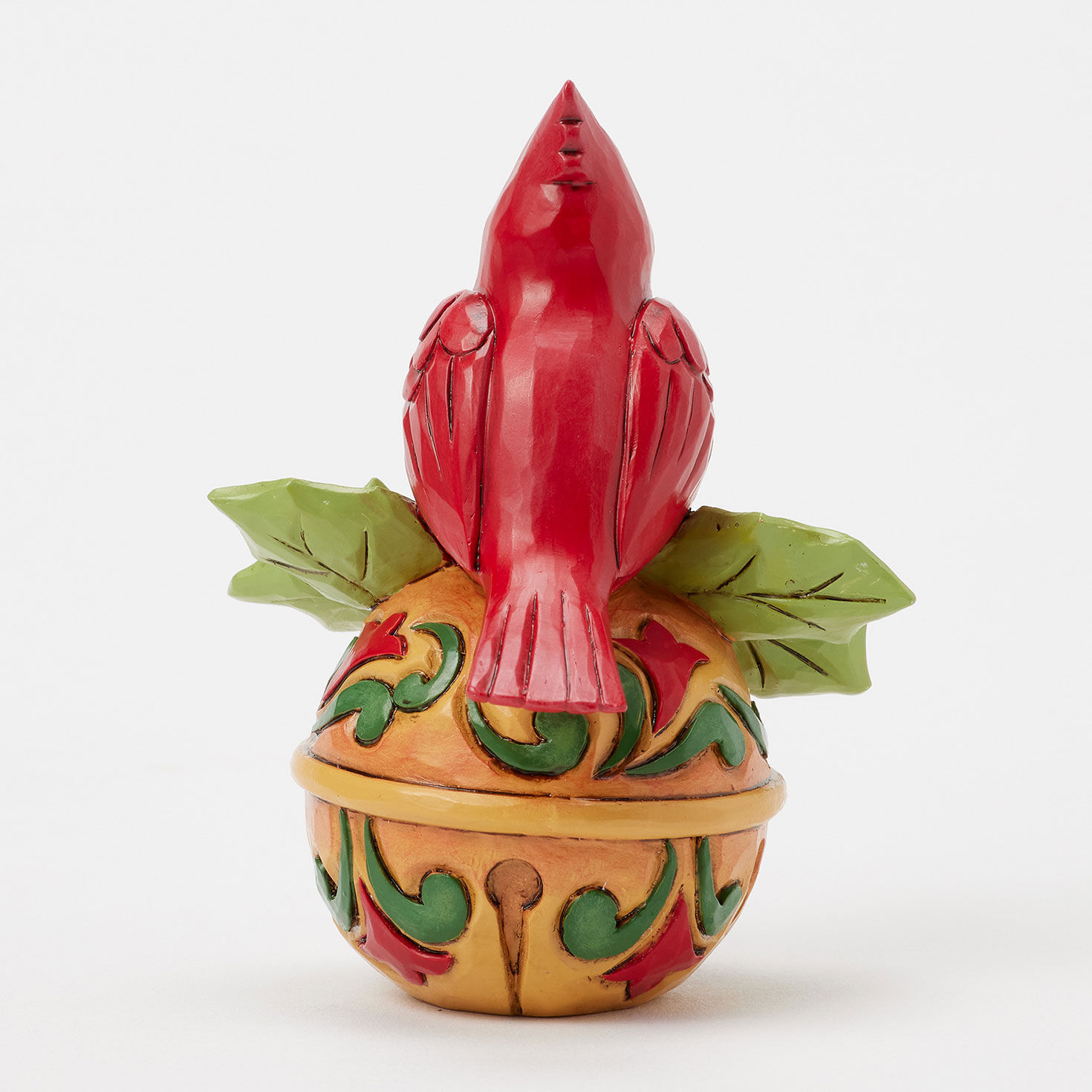 Jim Shore Cardinal Perched on Jingle Bell Figurine back image number 2