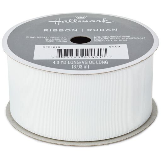 White 1.5" Grosgrain Ribbon, 12.9', 