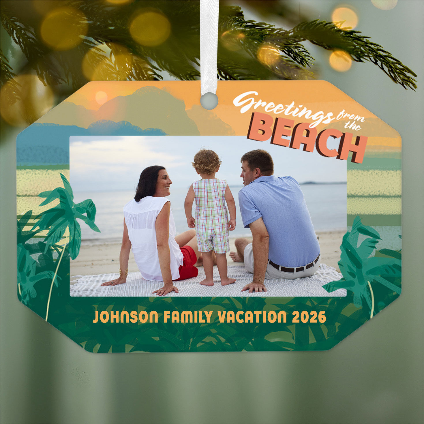 Beach Vacation Metal Personalized Ornament, Custom Photo and Text for only USD 17.99 | Hallmark
