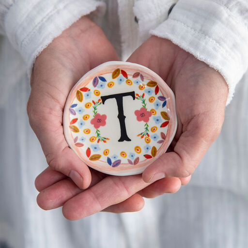 Natural Life Initial Trinket Dish, T, 