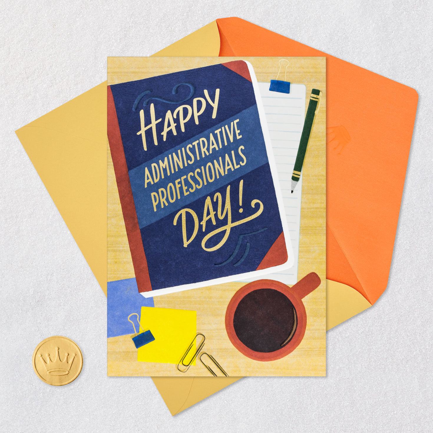 Office Desk Administrative Professionals Day Card Card Front with Envelope and Gold Seal image number 5