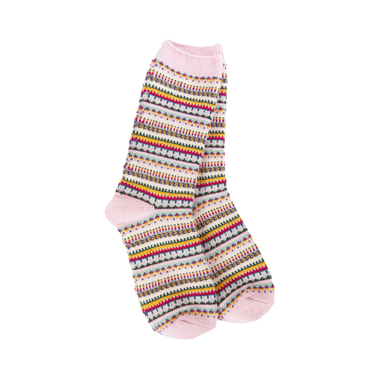 Crescent Sock Company Pink Stripe Boho Crew Socks Front image number 1