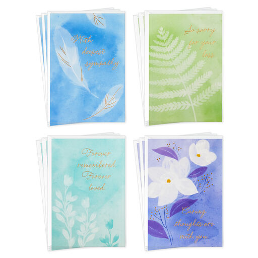 Serene Flowers Assorted Sympathy Cards, Pack of 12, 