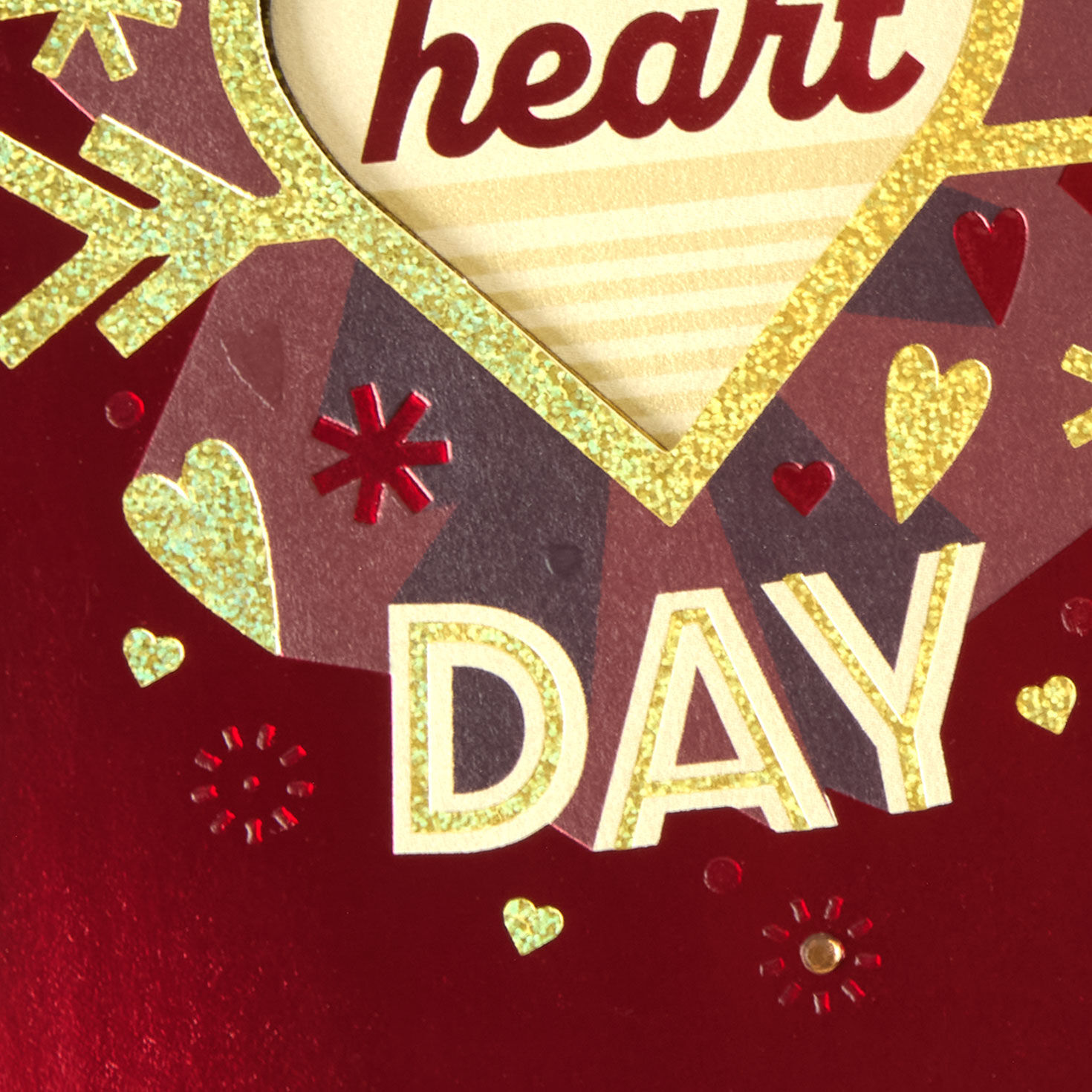 Red with Gold Glitter Heart Valentine's Day Card Card Front Detail image number 5