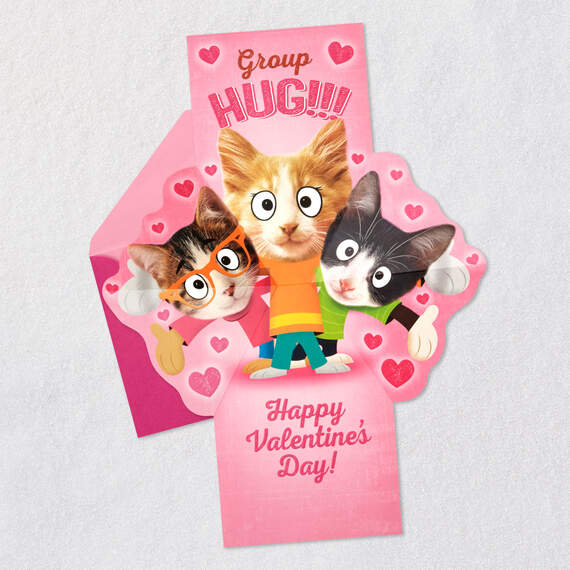 Group Hug Funny Pop-Up Valentine's Day Card From Cat, , large image number 4