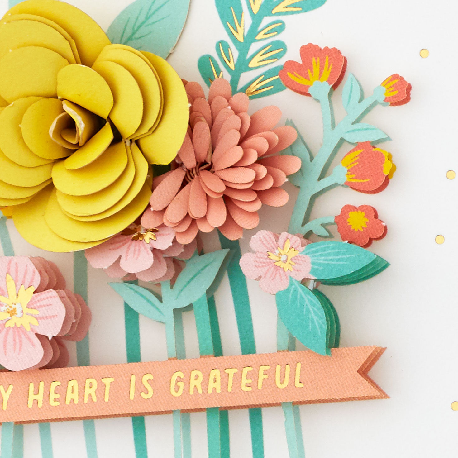 Pink, Yellow and Peach Flowers Thank You Card Card Front Detail image number 4