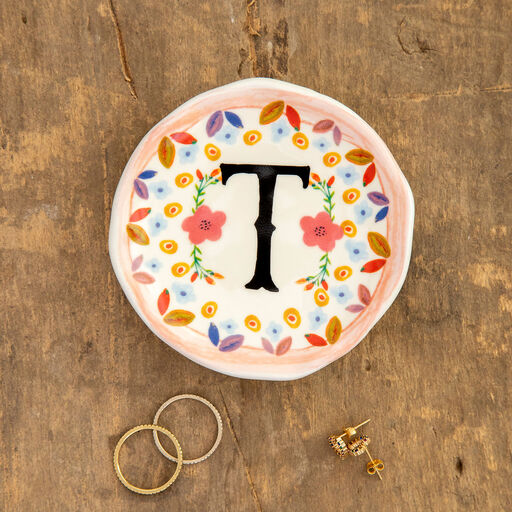 Natural Life Initial Trinket Dish, T, 