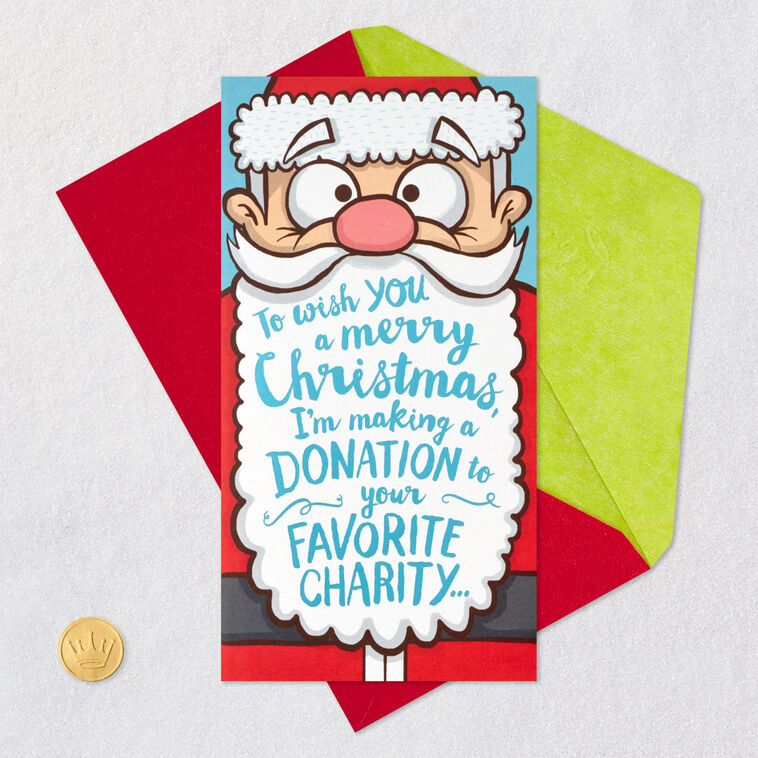 Santa Funny Pop-Up Money Holder Christmas Card Card Front with Envelope and Gold Seal image number 7