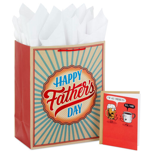 13" Happy Father's Day Large Gift Bag With Greeting Card and Tissue Paper, 