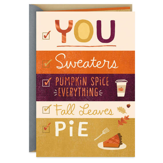Grateful for You, Sweaters and Pumpkin Spice Thanksgiving Card, , large image number 1