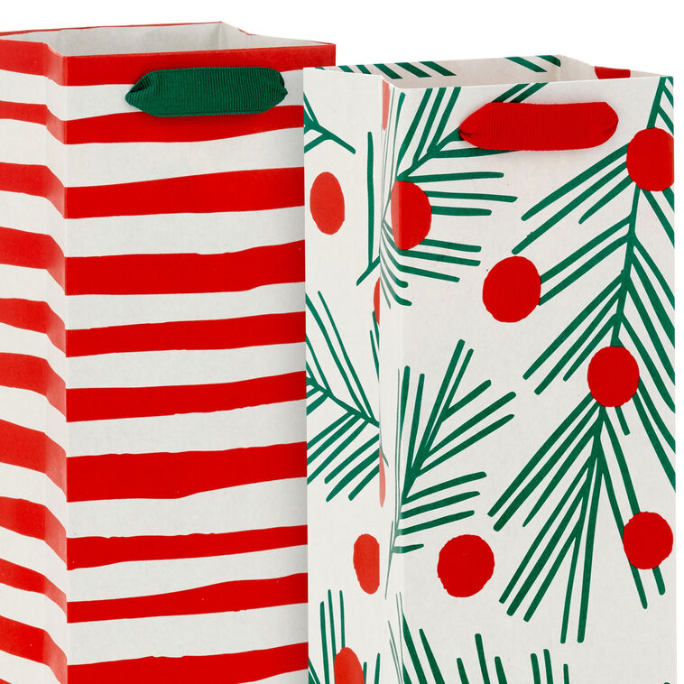 Peppermint and Pine Christmas Wine Gift Bags Handle Detail image number 6