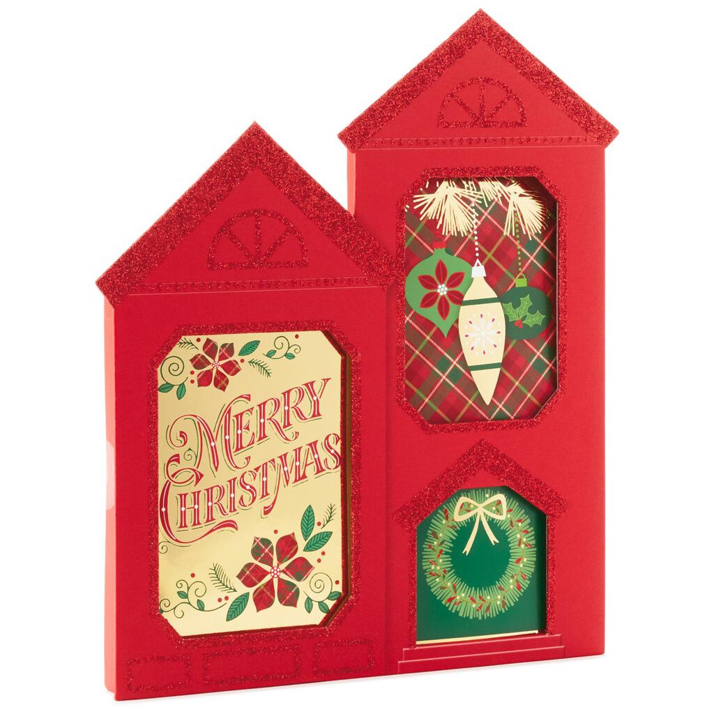 house shaped assortment box christmas cards with 3 designs box of