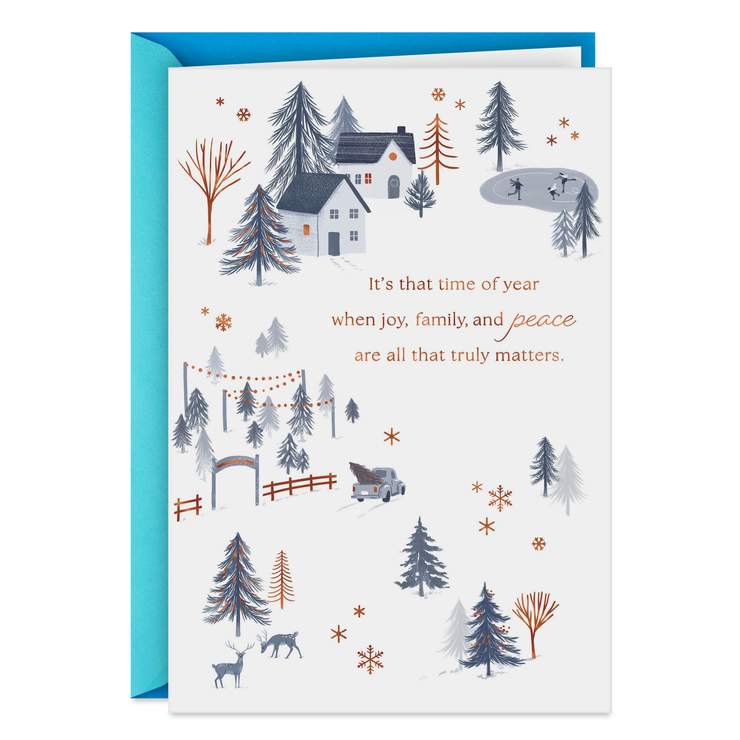 Joy, Family and Peace Christmas Thinking of You Card