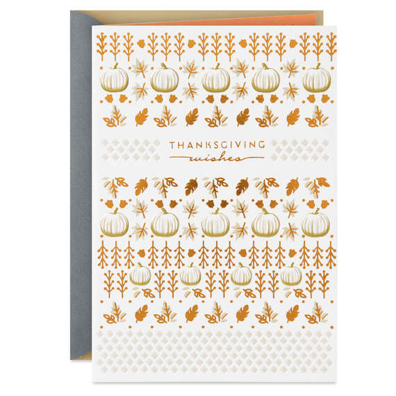 Pumpkins and Fall Leaves Happy Thanksgiving Card