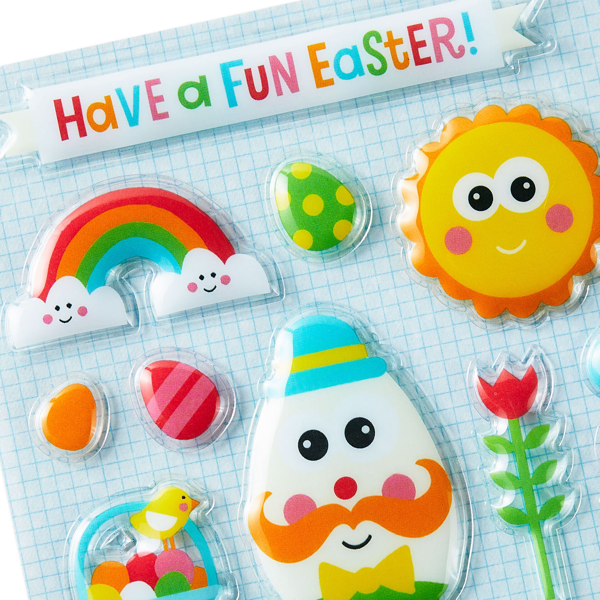 Easter Eggs Easter Card to Color With Puffy Stickers Greeting Cards