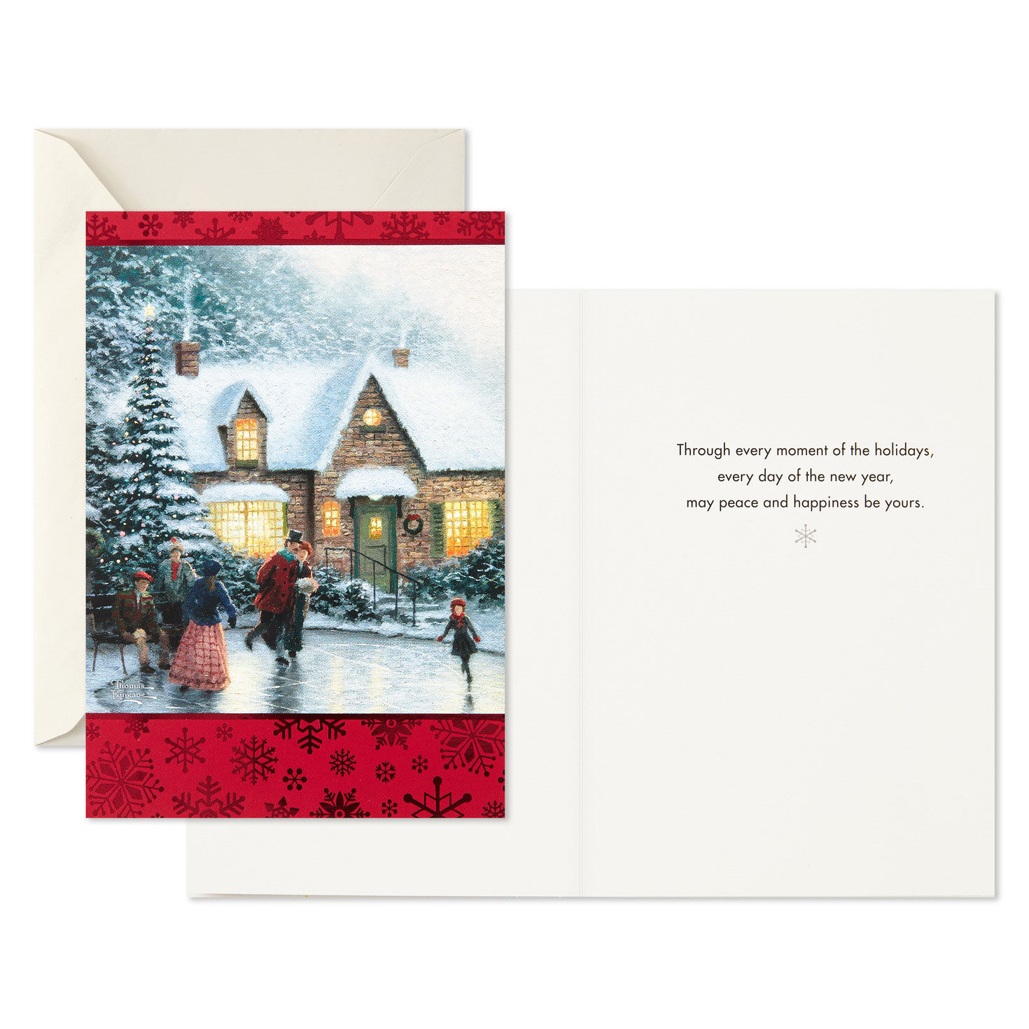 Thomas Kinkade Boxed Christmas Cards Bulk Pack Card Front with Sentiment image number 2