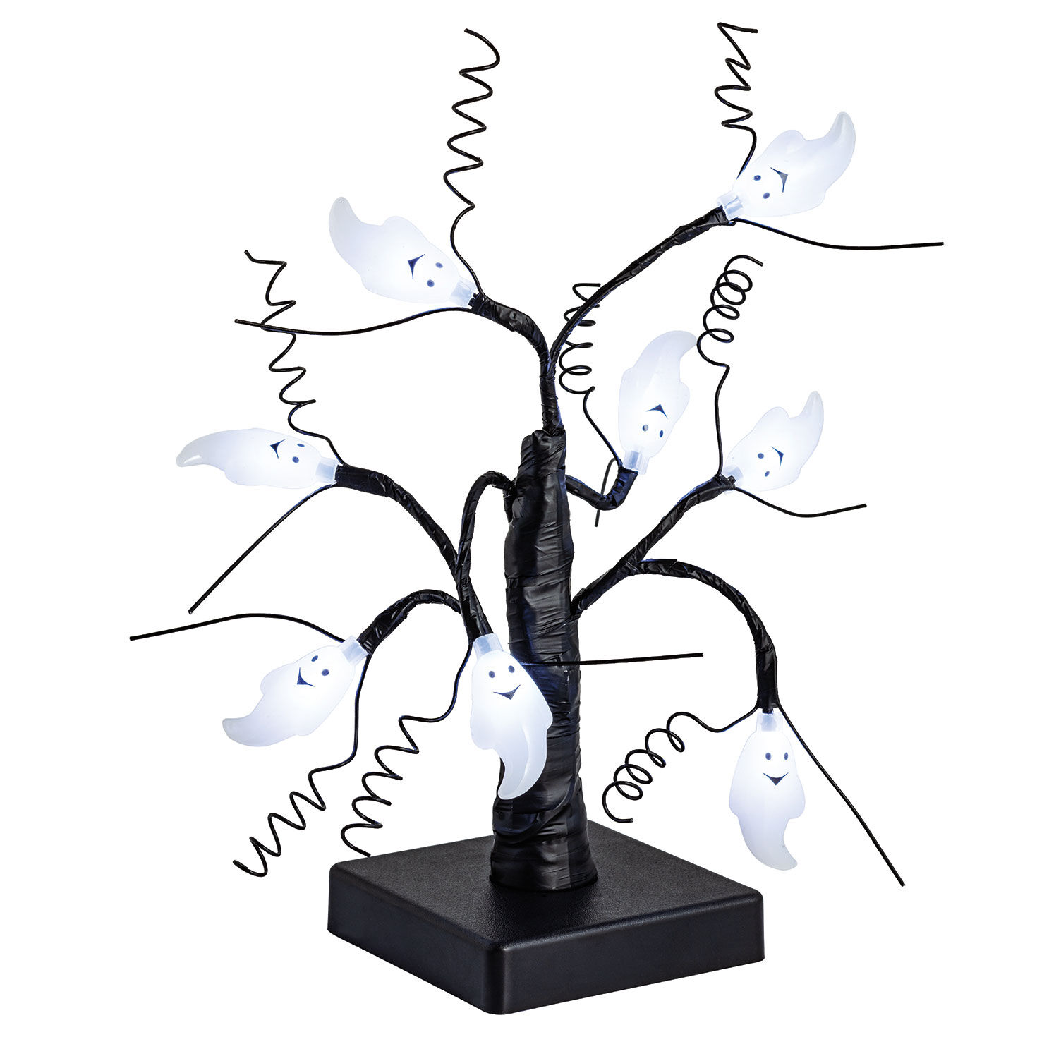 Black Halloween Mini Tree With Ghost-Shaped LED Lights back image number 2