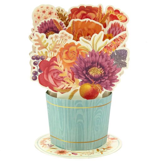 Grateful for You Fall Flower Vase 3D Pop-Up Thank-You Card, 