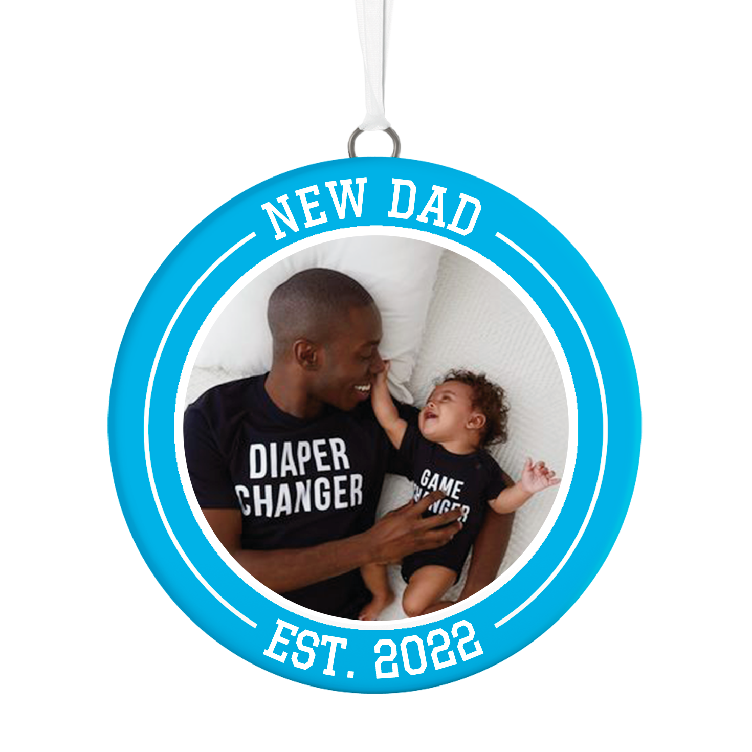 New Dad Personalized Text and Photo Ceramic Ornament Personalized