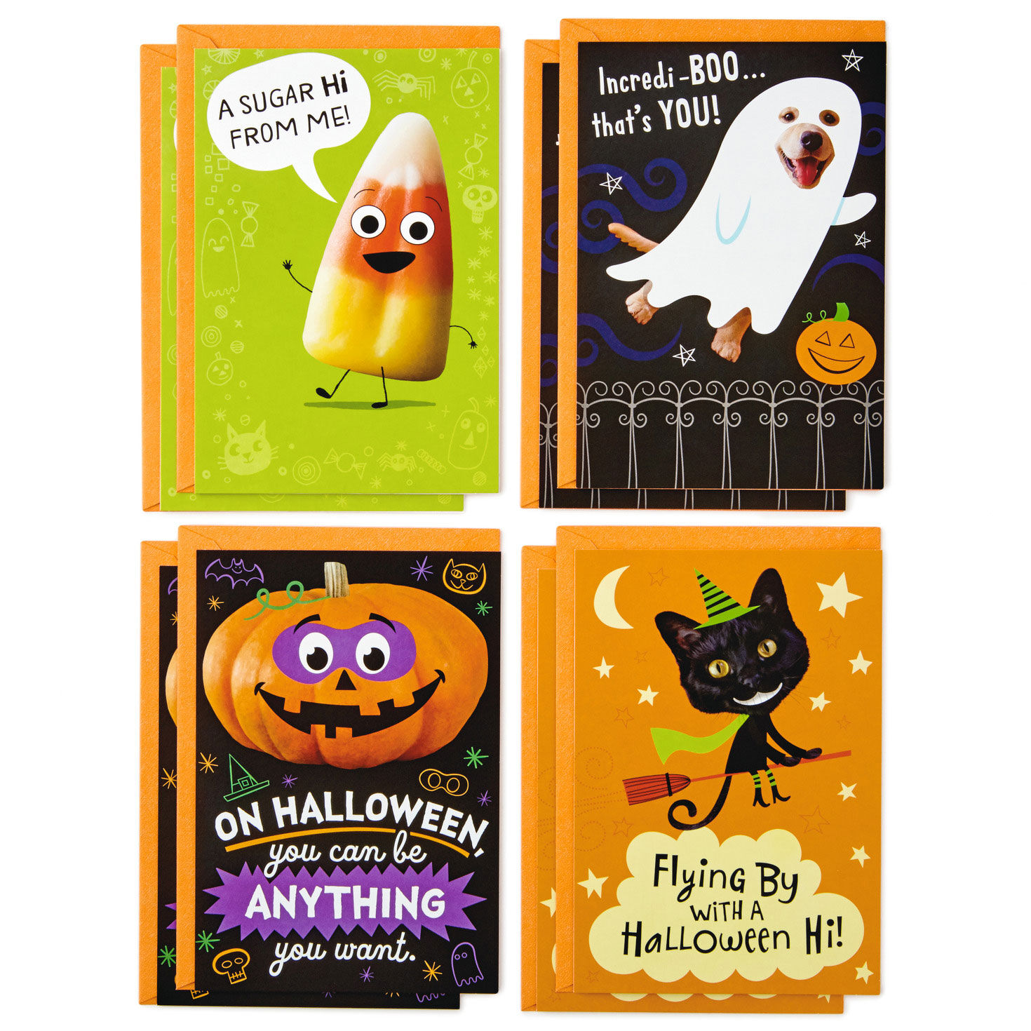 Candy Corn and Costumes Assorted Halloween Cards, Pack of 8