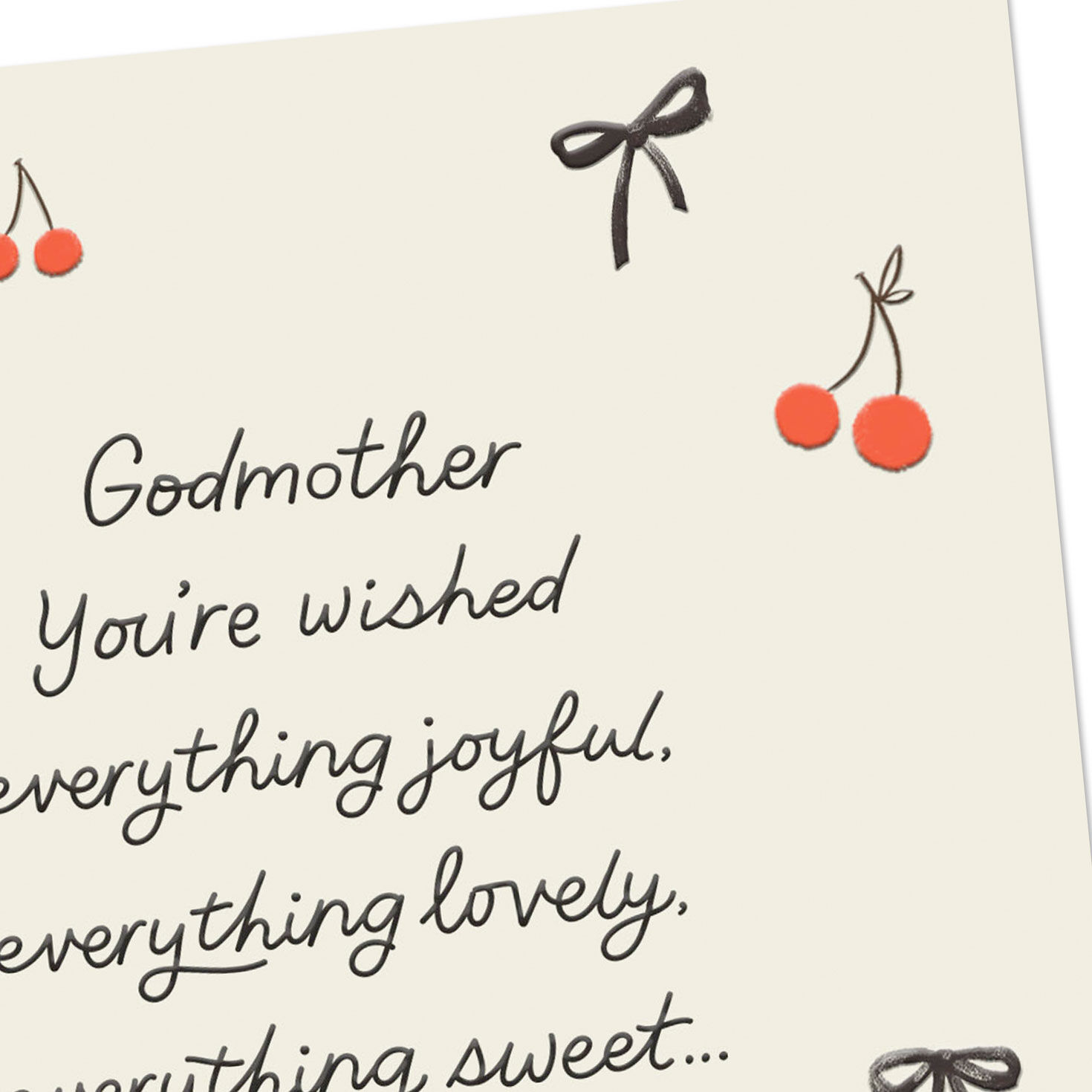 Cherries and Bows Godmother Mother's Day Card Card Front Detail image number 4