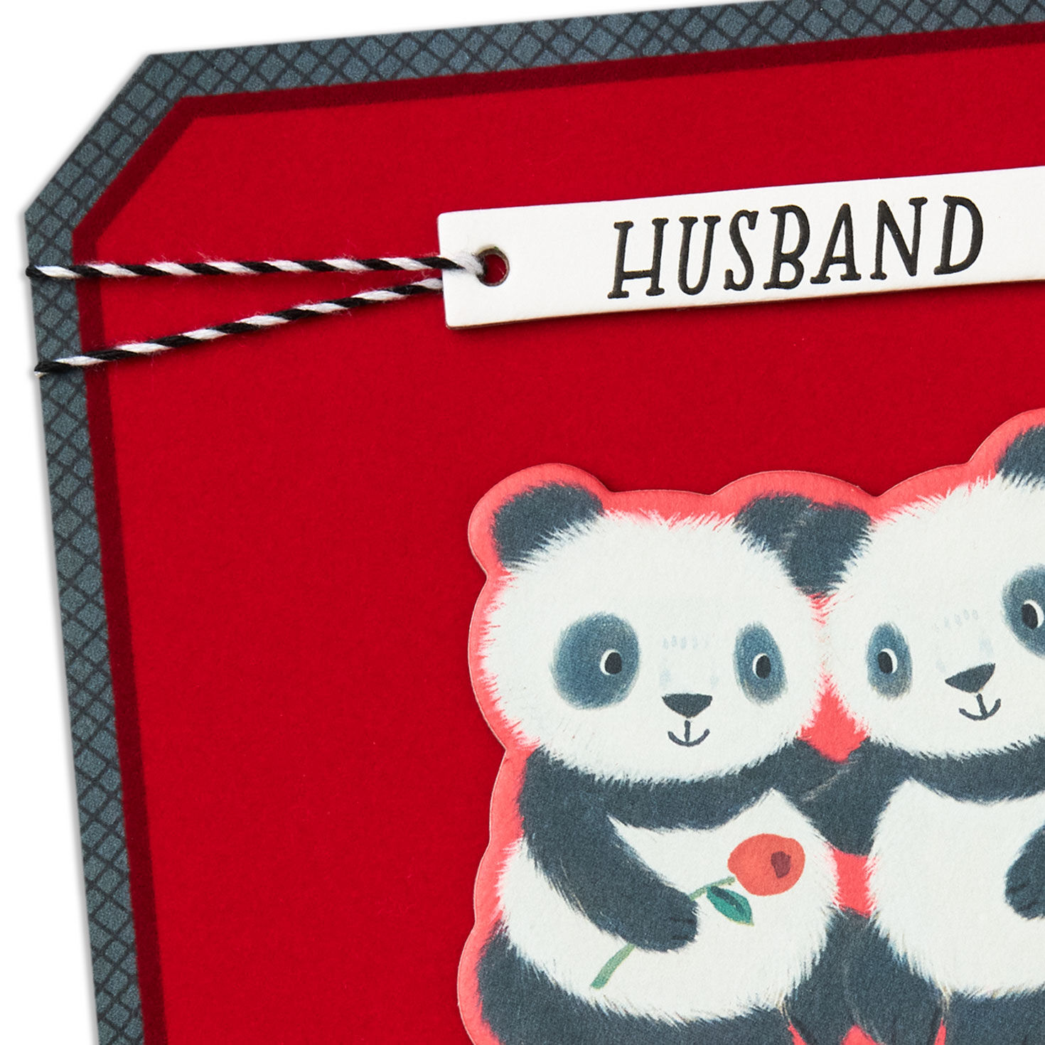 Red, White and Black Pandas Valentine's Day Card for Him Card Front Detail image number 5