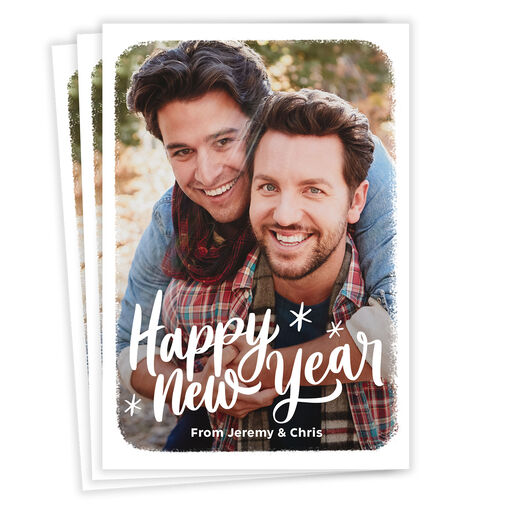 White Frame Flat New Year Photo Card, 