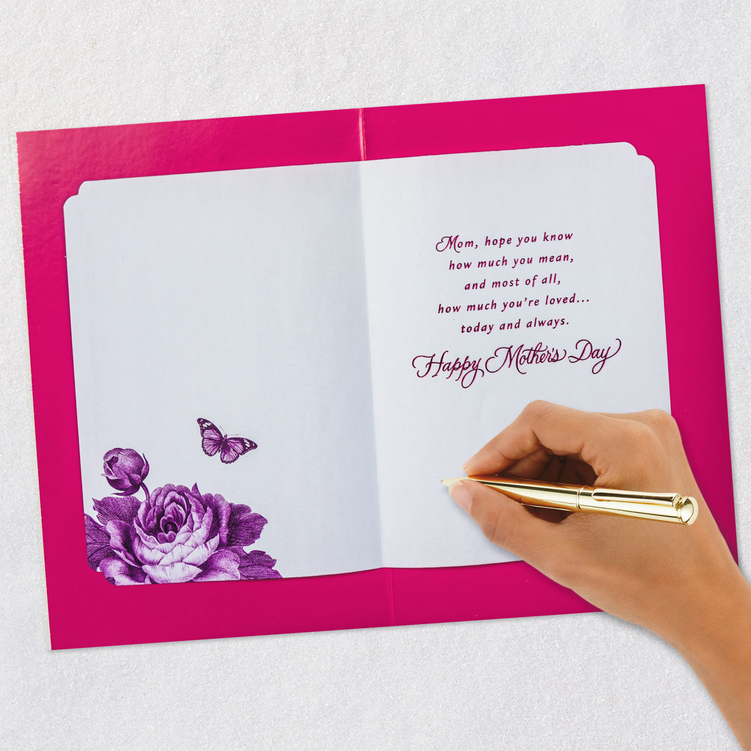 Pink and Purple Roses Mother's Day Card signing card image number 6