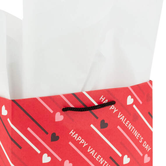 8.8" Diagonal Hearts and Stripes 3-Pack Medium Valentine's Day Gift Bags With Tissue Paper, , large image number 3