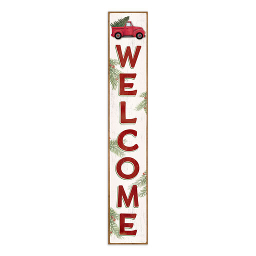 Red Truck With Christmas Tree Porch Welcome Sign, 8x26.5, 