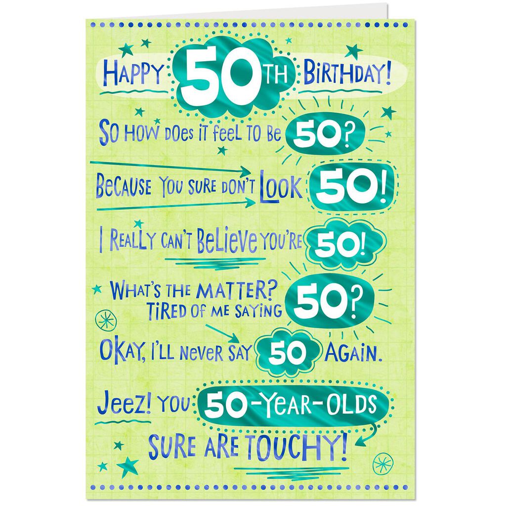 Funny 50th Birthday Card Sayings