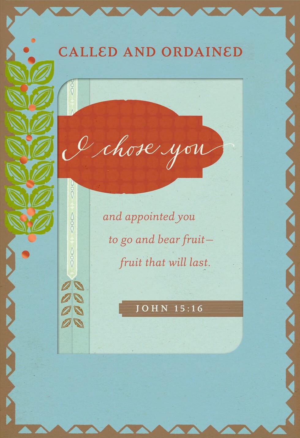 Leaf Border Ordination Congratulations Card