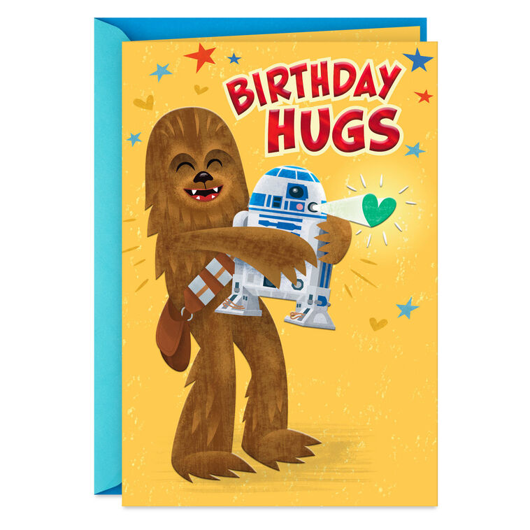 Star Wars™ Chewbacca™ and R2-D2™ Hugs Birthday Card for Kids