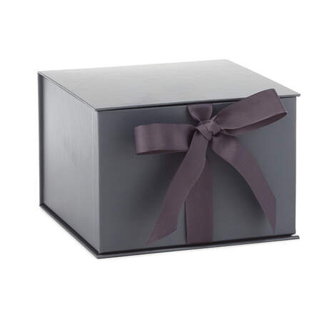 Slate Gray Large Gift Box With Shredded Paper Filler, , large
