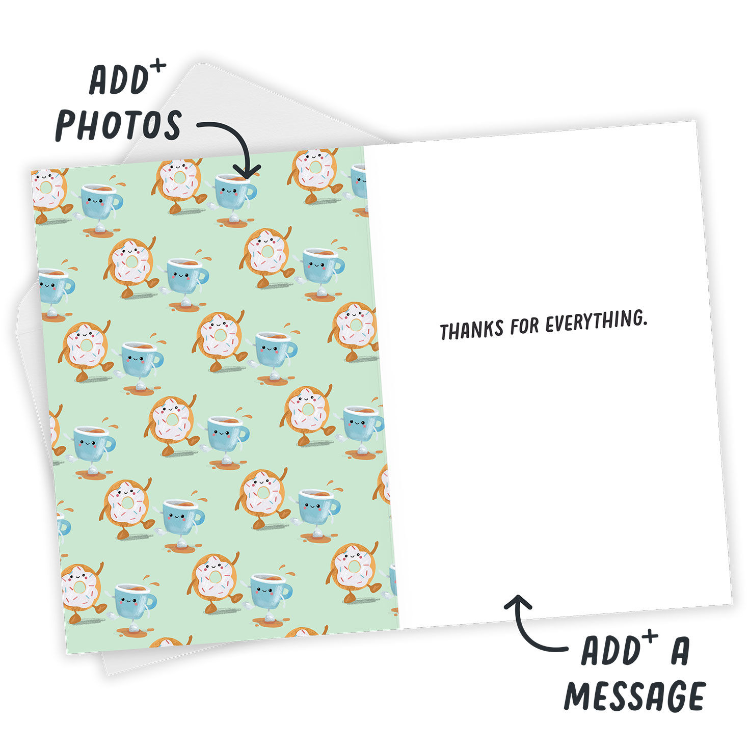 Donut and Latte Punny Custom Thank-You Card, , large image number 3