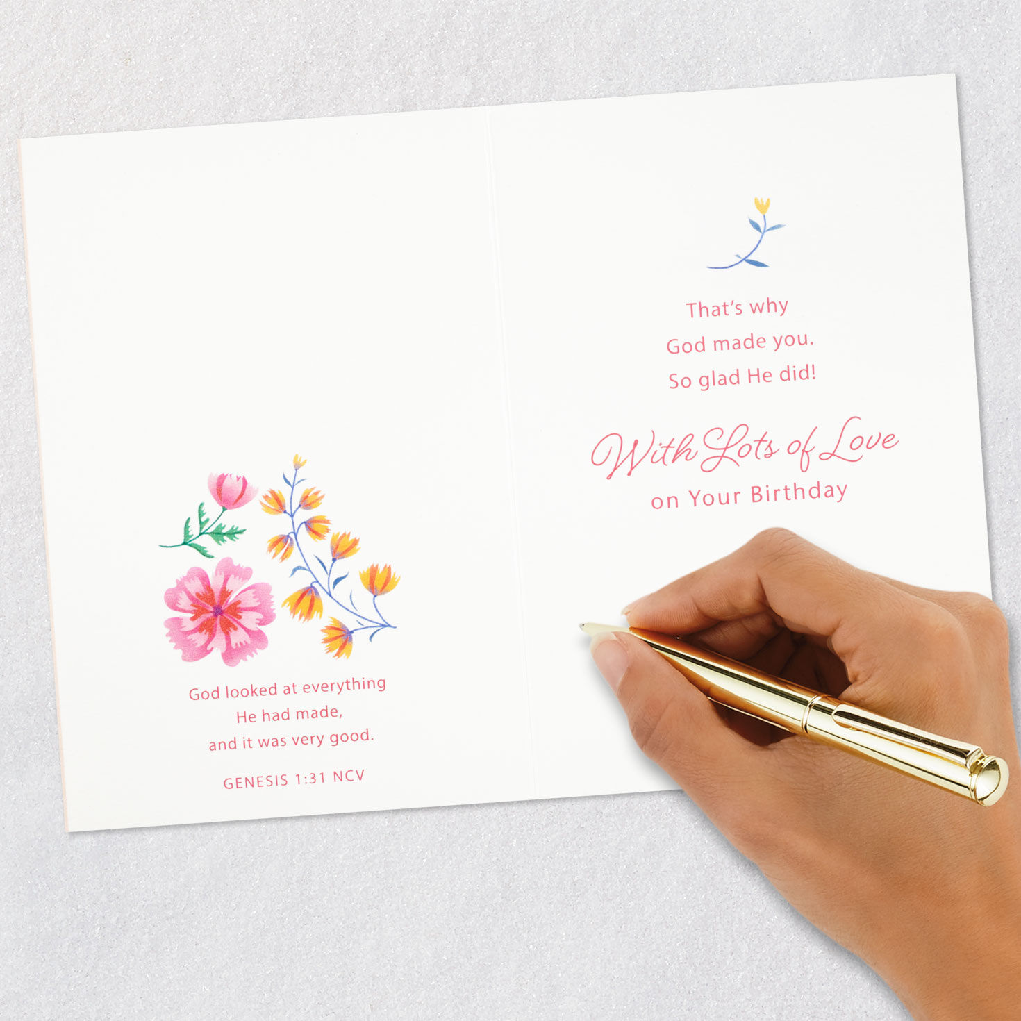 Floral Christian Birthday Card for Granddaughter signing card image number 7