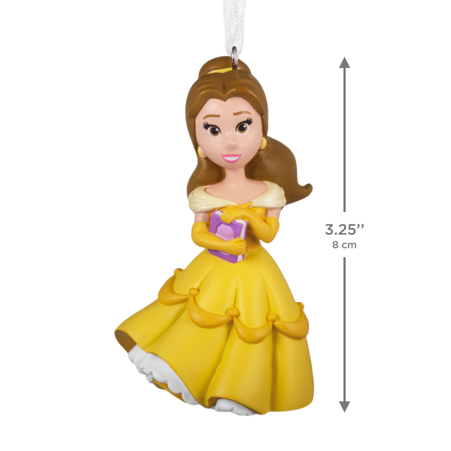 Princess Belle With Book Christmas Ornament measurement image number 3