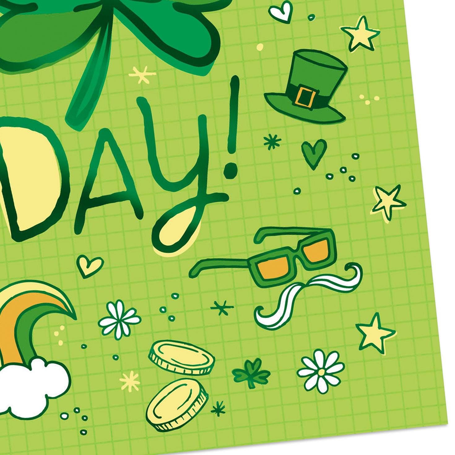 St. Pats Icons on Green Kids St. Patrick's Day Card Card Front Detail image number 5