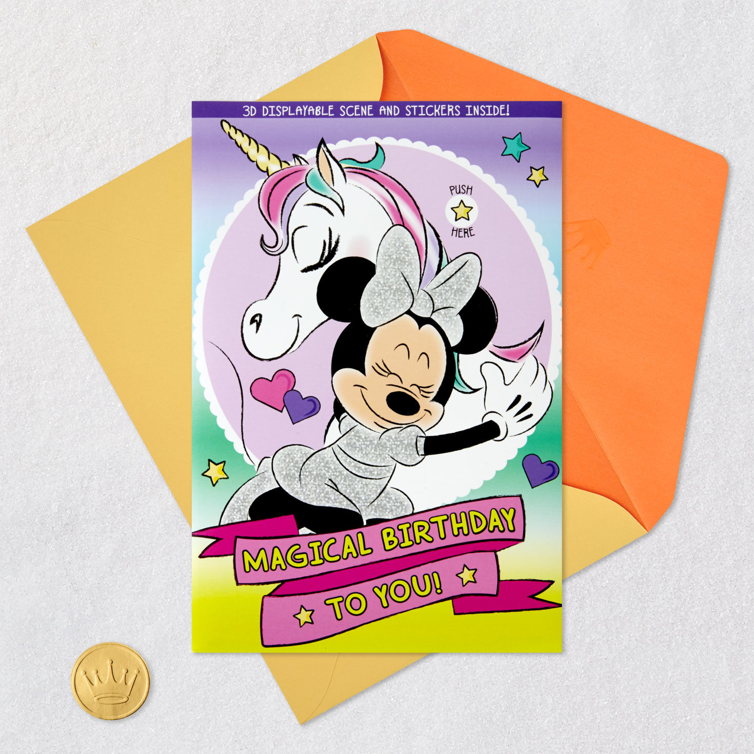 Disney Minnie Mouse Birthday Card for Girls Card Front with Envelope and Gold Seal image number 8