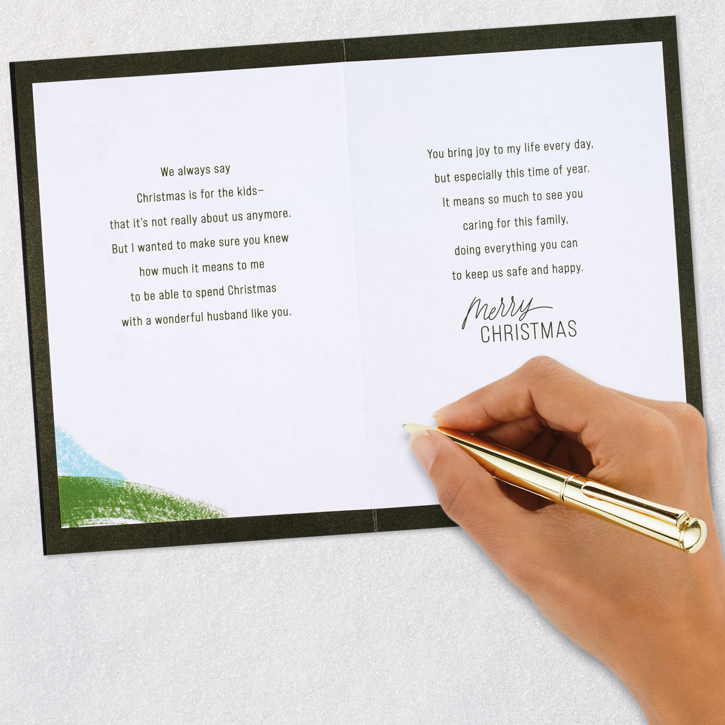 Modern Holiday Wreath Husband Christmas Card signing card image number 8