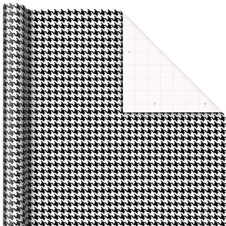 Black and White Houndstooth Pattern Wrapping Paper, 20 sq. ft., , large