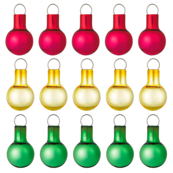 Mini Festive Red, Gold and Green Glass Ornaments, Set of 15, , large image number 1