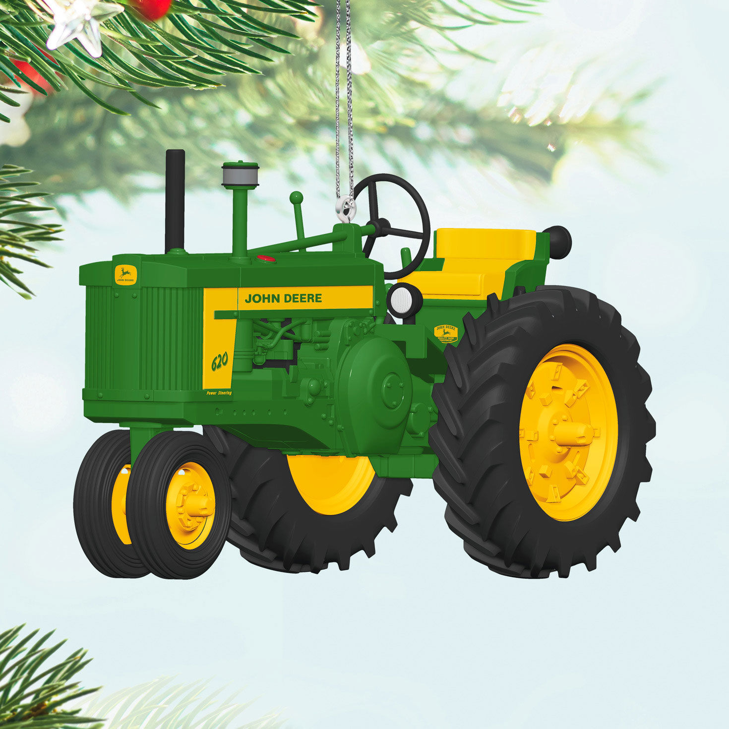 John Deere Tractor Keepsake Ornament hanging on tree image number 2