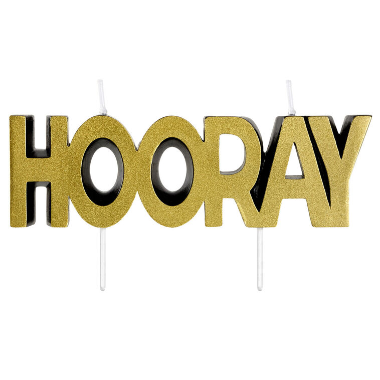 Black and Gold "Hooray" Birthday Candle