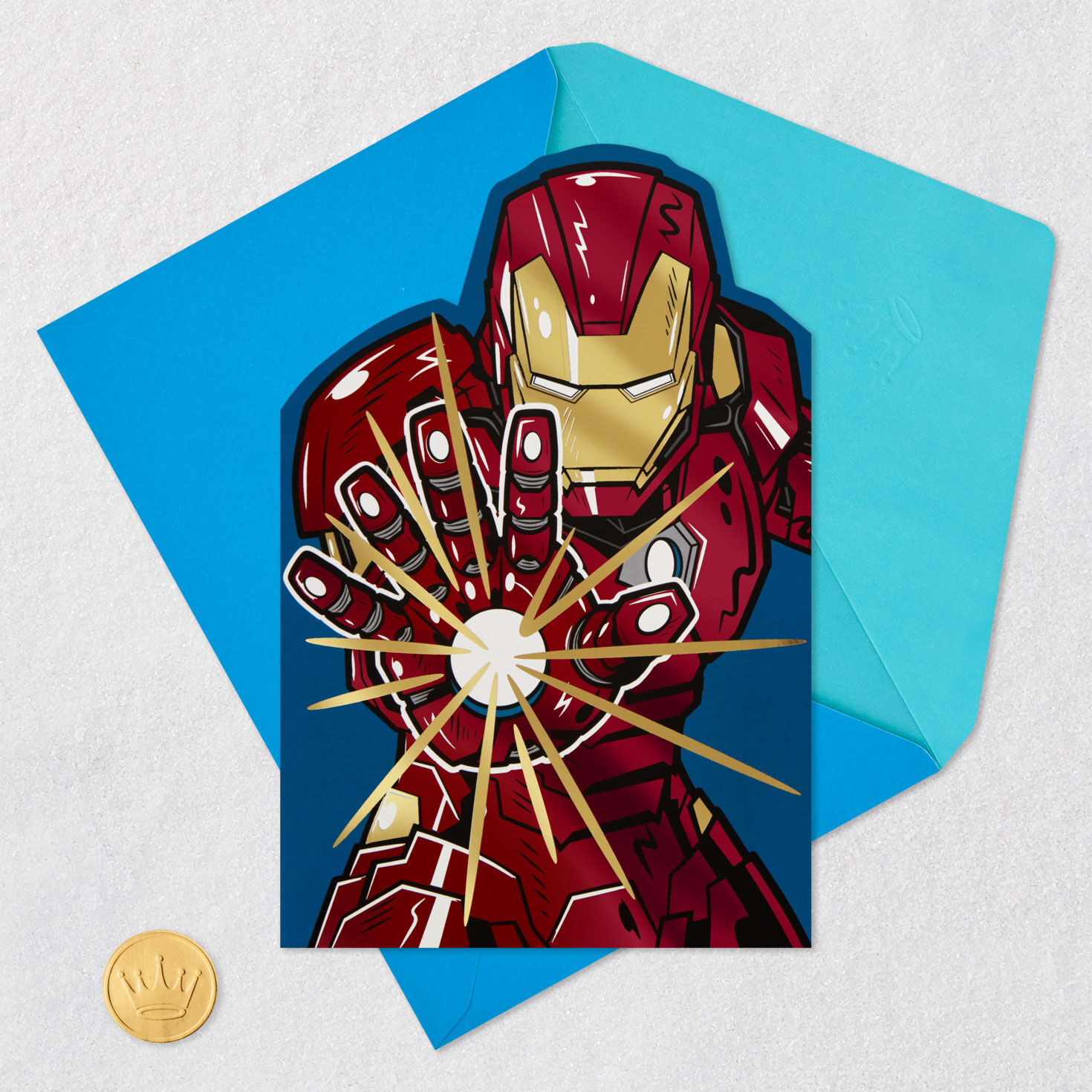 Marvel Iron Man Birthday Card for Kids Card Front with Envelope and Gold Seal image number 5