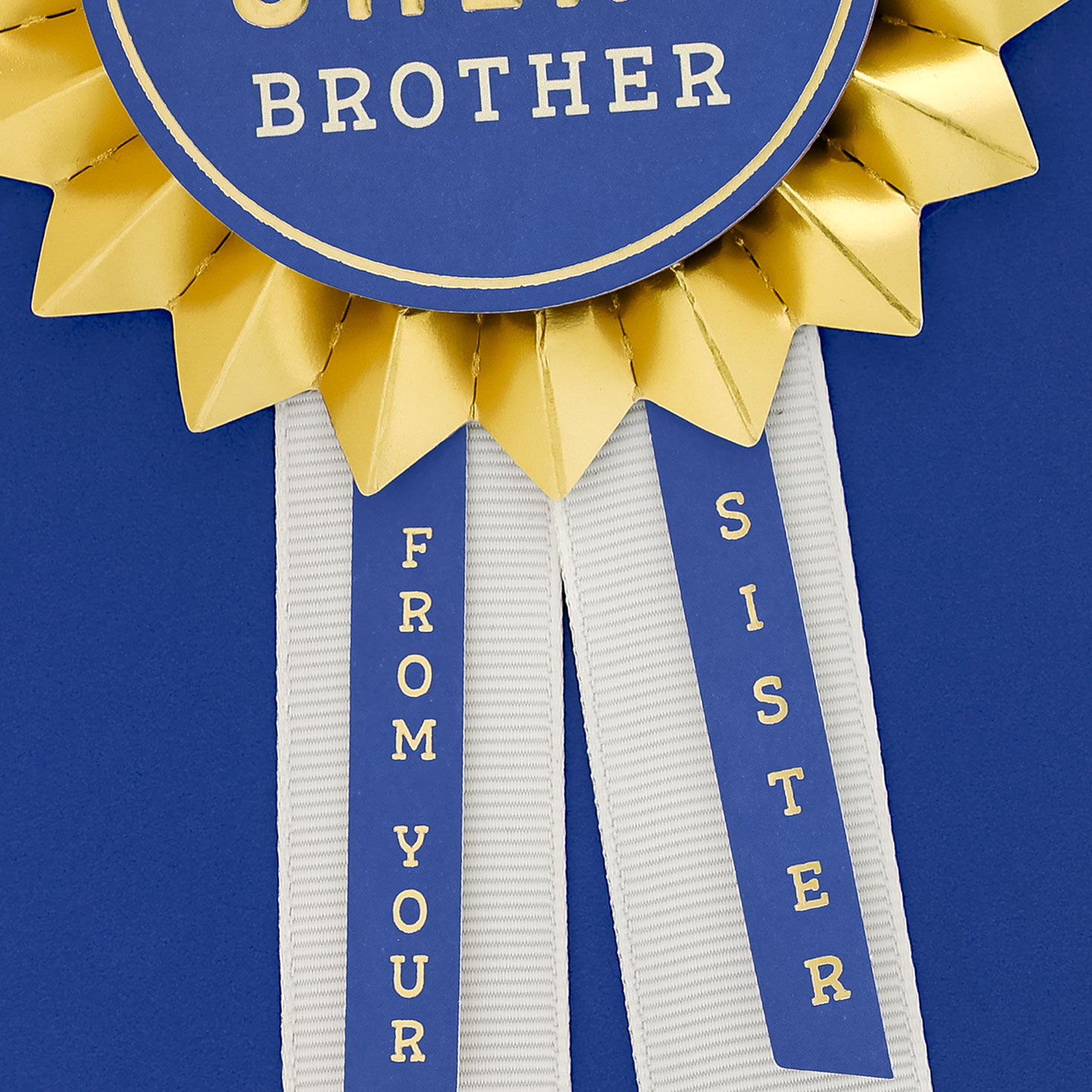 Gold and Blue Ribbon Brother Birthday Card Card Front Detail image number 4