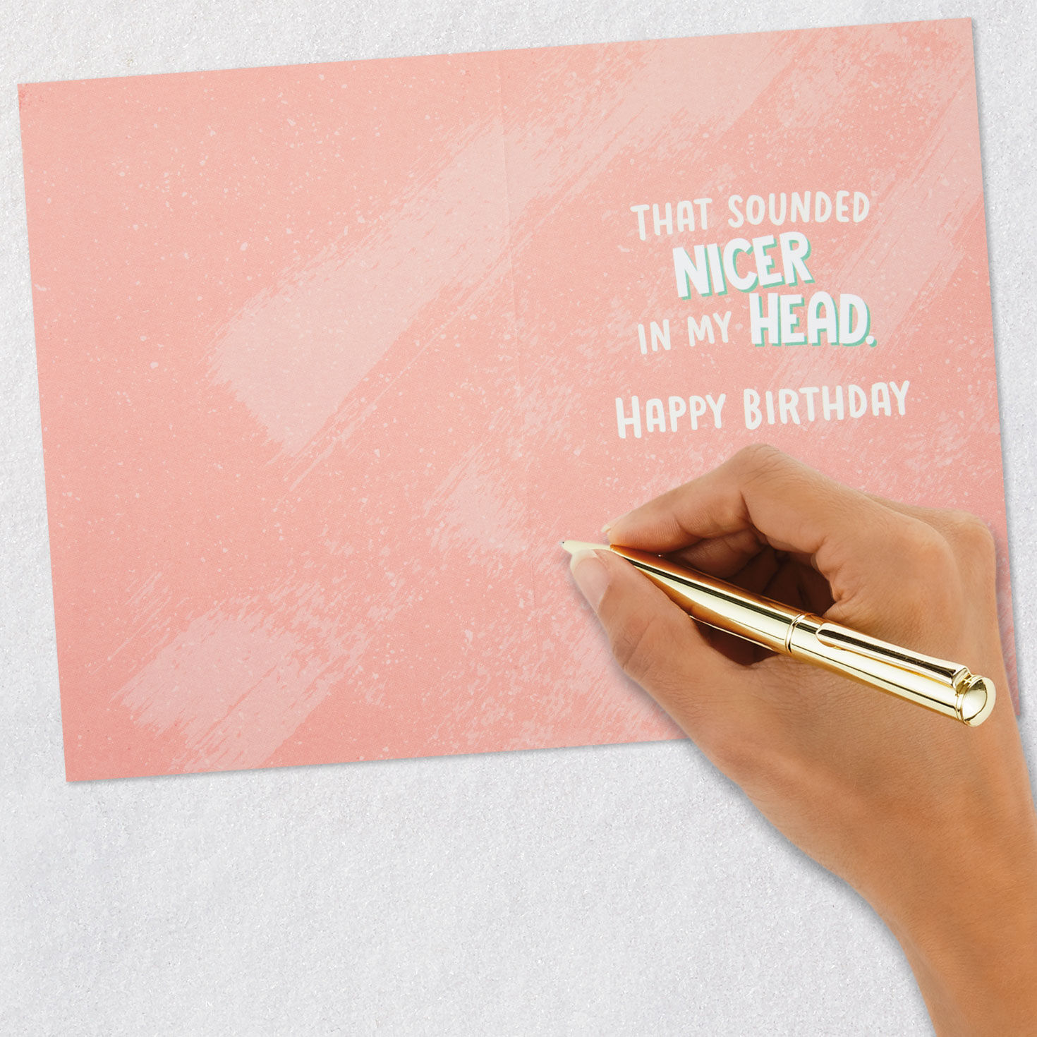 Pink and Green Lettering Funny Sister Birthday Card Signing card image number 6