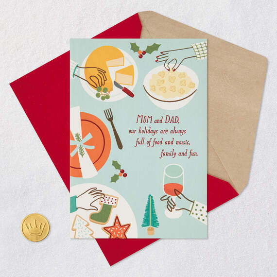 Food, Family, Fun Christmas Card for Mom and Dad From Us, , large image number 5